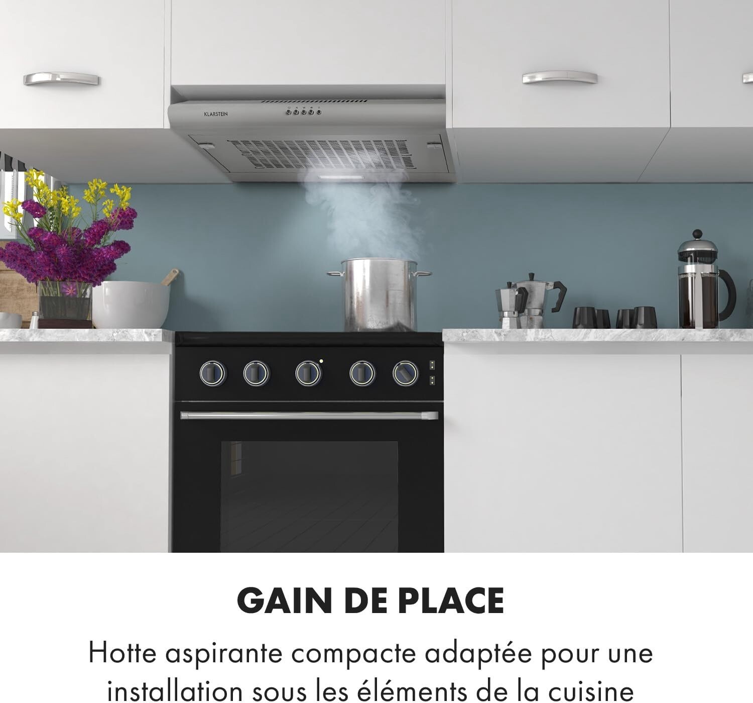 Klarstein Capannina hotte escamotable pour petite cuisine urbaine