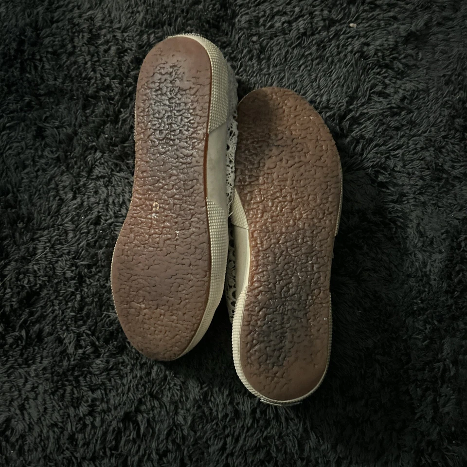 (J24) Superga женские туфли размер 8,5 шнурует вверх кроссовки слоновой кости 2750 Macramew - Изображение 4 из 4