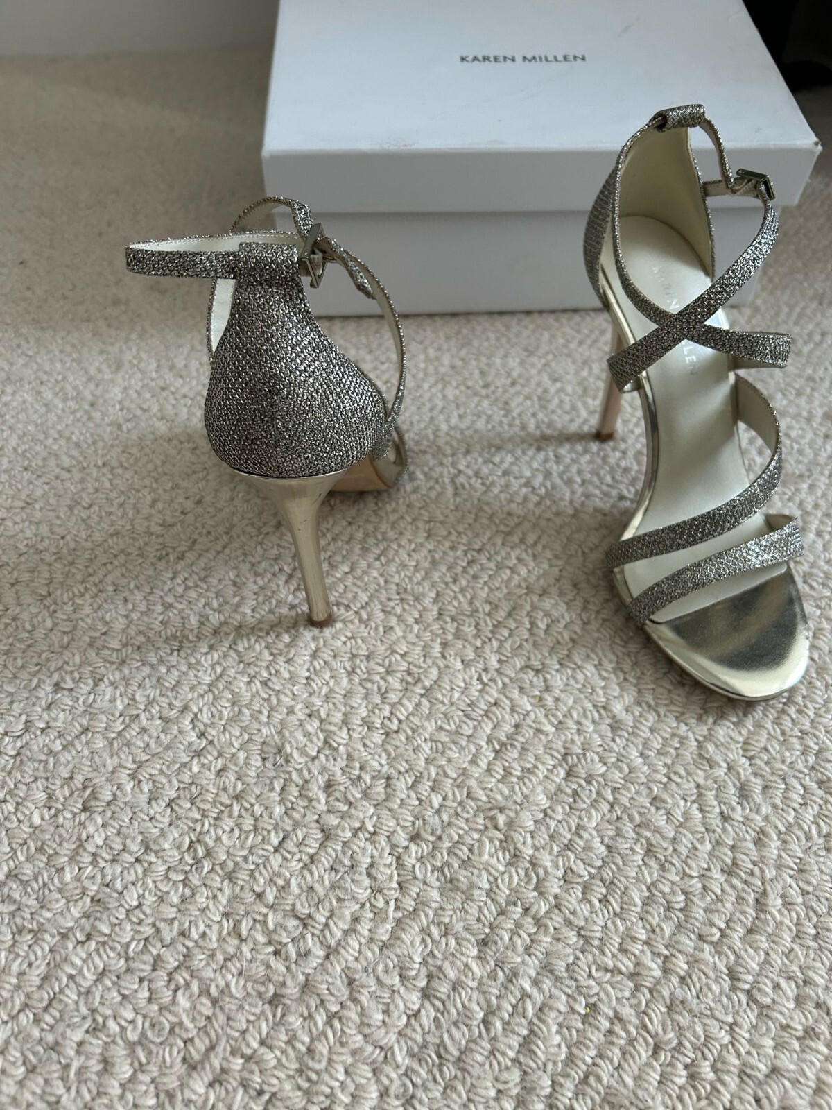 Karen Millen gold silver high heeled sandals Size 37 UK 4 eBay