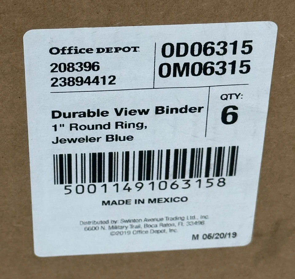 Office Depot Durable View 1" 3 Carpeta de Anillas Paquete de 6 Nuevo Azul Foto 4 de 4