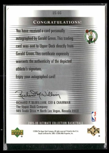 2005-06 Upper Deck Ultimate Collection #US-GG Gerald Green Ultimate Signatures - Bild 2 von 2