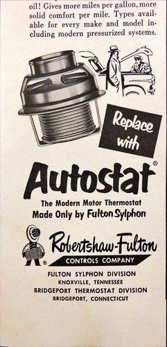 1953 Robertshaw Fulton Autostat Vintage Print Ad Your Driving Comfort