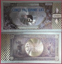 ROMANIA 5,000.000 LEI 1947 BU,FANTASY NOTE,SILVER FOIL,1940-1947 WW II & POST WA