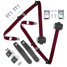 Amc Amx 1967 - 1974 Standard 3pt Burgandy Seat Kit W Brackets - 2 Belts