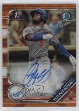 2019 Bowman Chrome Prospect Orange Refractor 15/25 Cristian Santana Auto 2x4