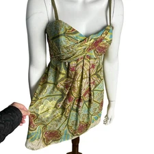 Metallic Y2K Fairy Dress Size 6 Nicole Miller Babydoll Corset Silk Colorful