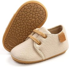 Baby Boys Girls Lace up Leather Sneakers Soft Rubber Sole Infant Moccasins
