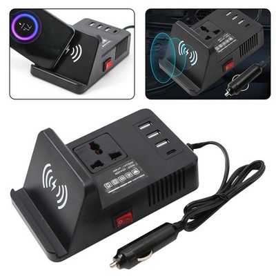 3USB Typ C Auto Wechselrichter 200W Adapter für DC 12V 24V auf AC Netzteil