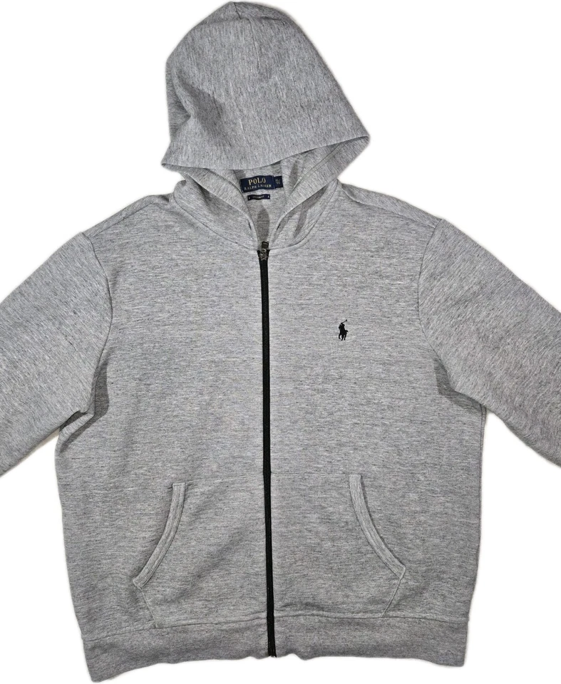 Polo Ralph Lauren Full Zip  Hoodie Gray Mens XL Custom Fit  - Image 2 of 4
