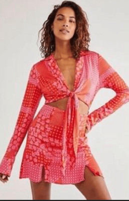NWT Free People Miki Dress Rose Combo, Med $128 D13