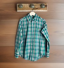 Brooks Brothers Boys XS Green White Pink Plaid Non-Iron Button Long Sleeve Shirt