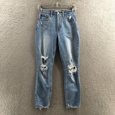 Abercrombie  Fitch The Skinny Hi-Rise Jeans Womens 25/0R Blue Denim Distressed