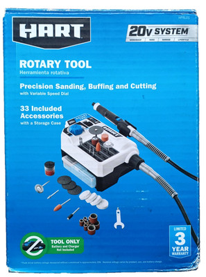 HART HPRL01 20V Cordless Rotary Tool Only, 33 Accessories Included Storage Case