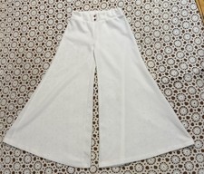 Vintage 70s Bell Bottom Wide Flare Leg Pants Polyester Knit Disco Elastic Waist