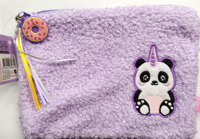 Plüsch Federmappe Panda 21x16cm Flauschiges Federmäppchen Plüsch-Federmäppchen