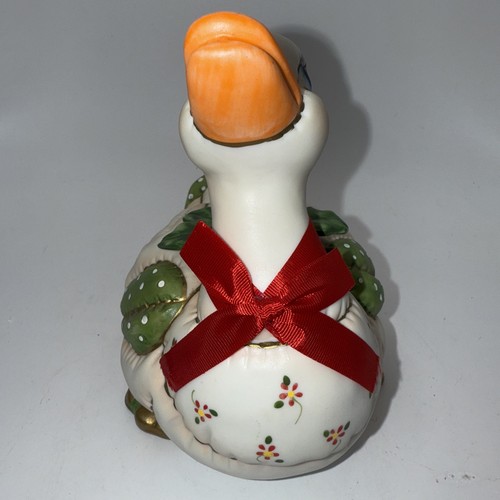 De colección 1987 Geo Z Lefton Cerámica Navidad Pato Retazos con Holly & Bow 6”H - Imagen 4 de 9