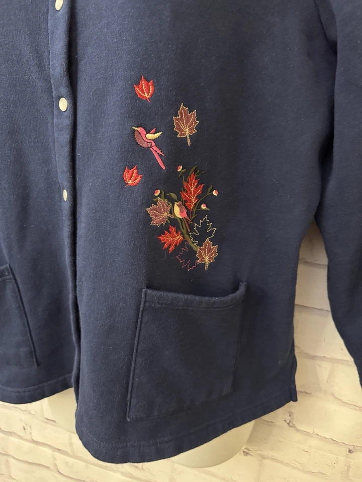 Breckenridge женщина 2 X Grandmacore Y2K толстовка Snap птицы листья опрятный карман - Изображение 3 из 4