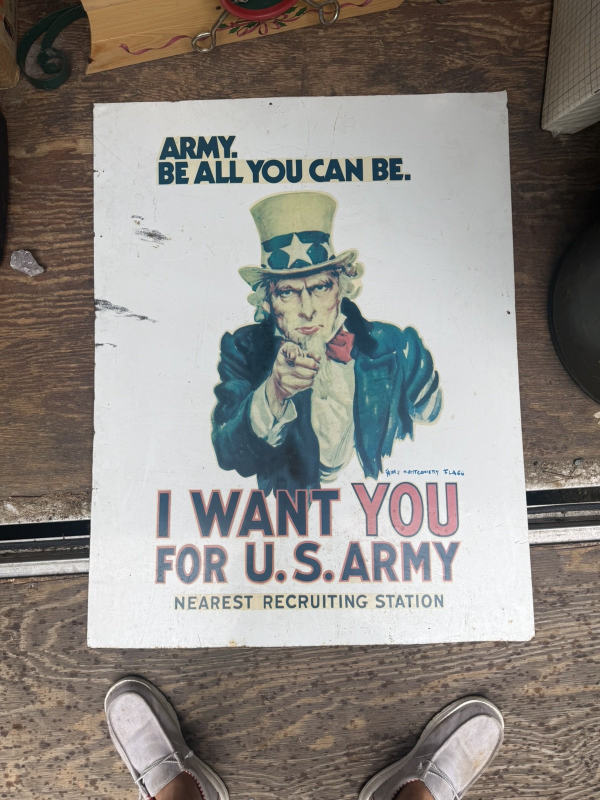 RARE  VINTAGE METAL sign UNCLE SAM I WANT YOU FOR US ARMY RECRUITING SIGN
