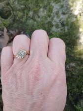 10K Solid Gold Princess Square Diamond Unisex Mens Engagement Ring Band Size 7.5