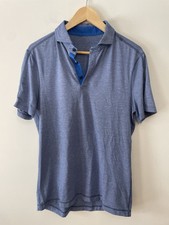 Lululemon Blue Evolution Lightweight Polo Shirt Short Sleeve Stripe Men s S