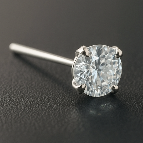 Nasenstecker 3Mm Klar Rund Kristall 925 Silber Gerade L Biegsam KöRperschmuck-image