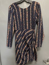 BCBGeneration Mini Long Puff Sleeve Tulip Skirt Faux Wrap Dress Size XS NWT