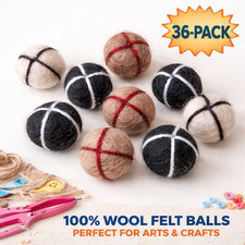 Dimensions Crafts Needle Felting Wool Felt Balls 36 Pack 1/2  Brown Black White