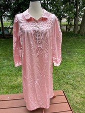Amanda Stewart Intimates Pink Nightgown Size L Women Polyester  Cotton Vintage