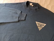 Vintage 90s Original GUESS USA Crewneck Sweatshirt Made In USA Men's Sz XL Blue