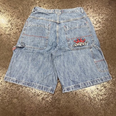 h*a様 JNCO Jeans バギーショーツ 34 Vintage JNCO Jeans Men 34 Baggy Denim Shorts Light Wash Crown Logo