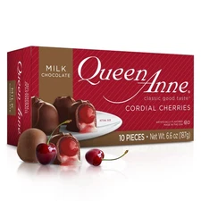 Queen Anne Chocolate Covered Whole Cherry Candies 10 Count Gift Box 6.6 Oz