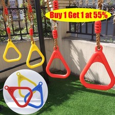 Indoor Outdoor Kids Trapeze Bar Swing Plastic Gym Triangle Rings Set Accessories