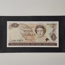 New Zealand $ 1 Dollar 1981-1985 Banknote, Prefix AAA, P-169a UNC (Lot #2350)