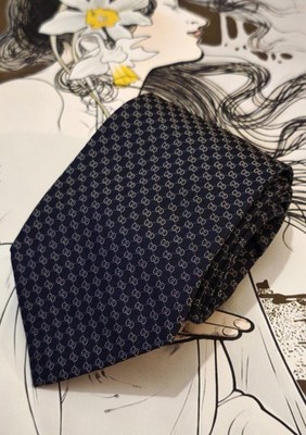 Original Vintage Gucci Krawatte Krawatte 100% Seide Jacquard Micro GG Monogramm Italien