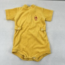 vintage yellow terry cloth Winnie the Pooh baby romper