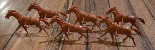 Marx Horse Running Fort Apache Playset Reissue Brown 4.5in Long Lot Of 6