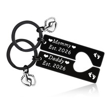New Parents Keychains New Mom Dad Gifts First Time Mommy and Daddy Est. 2026