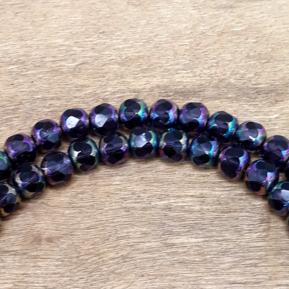 Carved Dark Moon Face AB Crystal Beaded Sterling Silver Pendant Necklace 26" - Image 2 of 4