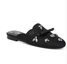 Circus NY Sam Edelman Black Jacquard Rhinestone Bow Mule Loafers Womens 6.5