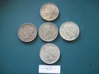US Peace Silver  Dollar  - 5 coins as pictured - $5 Face Value Lot #40