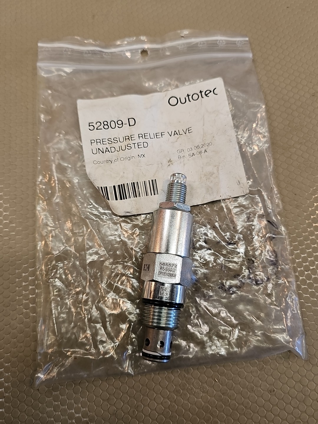 Eaton Danfoss 565572 RV5-10-S-0 Screw Pressure Relief Cartridge Valve - Pilot