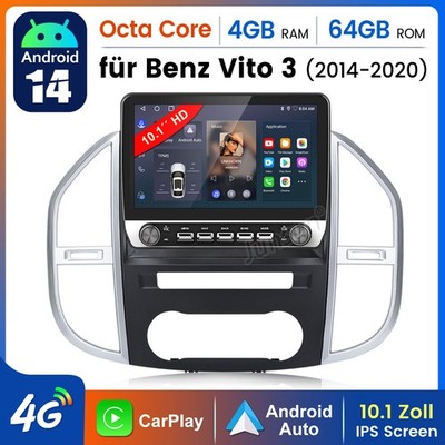 Für Mercedes Benz Vito W447 2014-20 8Kern 4GB+64GB Android 14 Autoradio GPS Navi