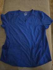 Scrubstar Women s V-Neck Short Sleeve Scrub Top Blue 3XL Pockets Poly/Span
