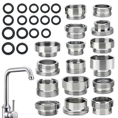 16PCS Faucet Adapter Kit Brass M22 M24 G12 G34 Male Female Sink Hose Converter