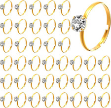 72 Pcs Gold Bridal Shower Diamond Rings, Fake Bridal Shower Game Rings Adjustabl