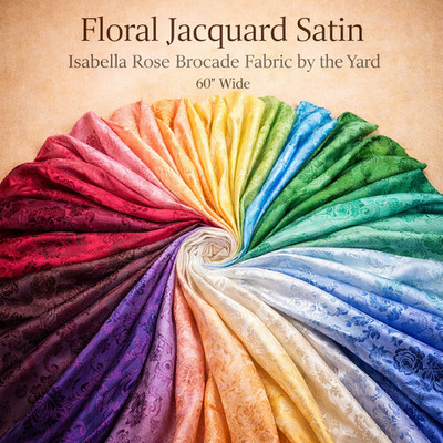Valentina Textile inc Floral Jacquard Brocade Satin 60'' Width Sells by The Yard