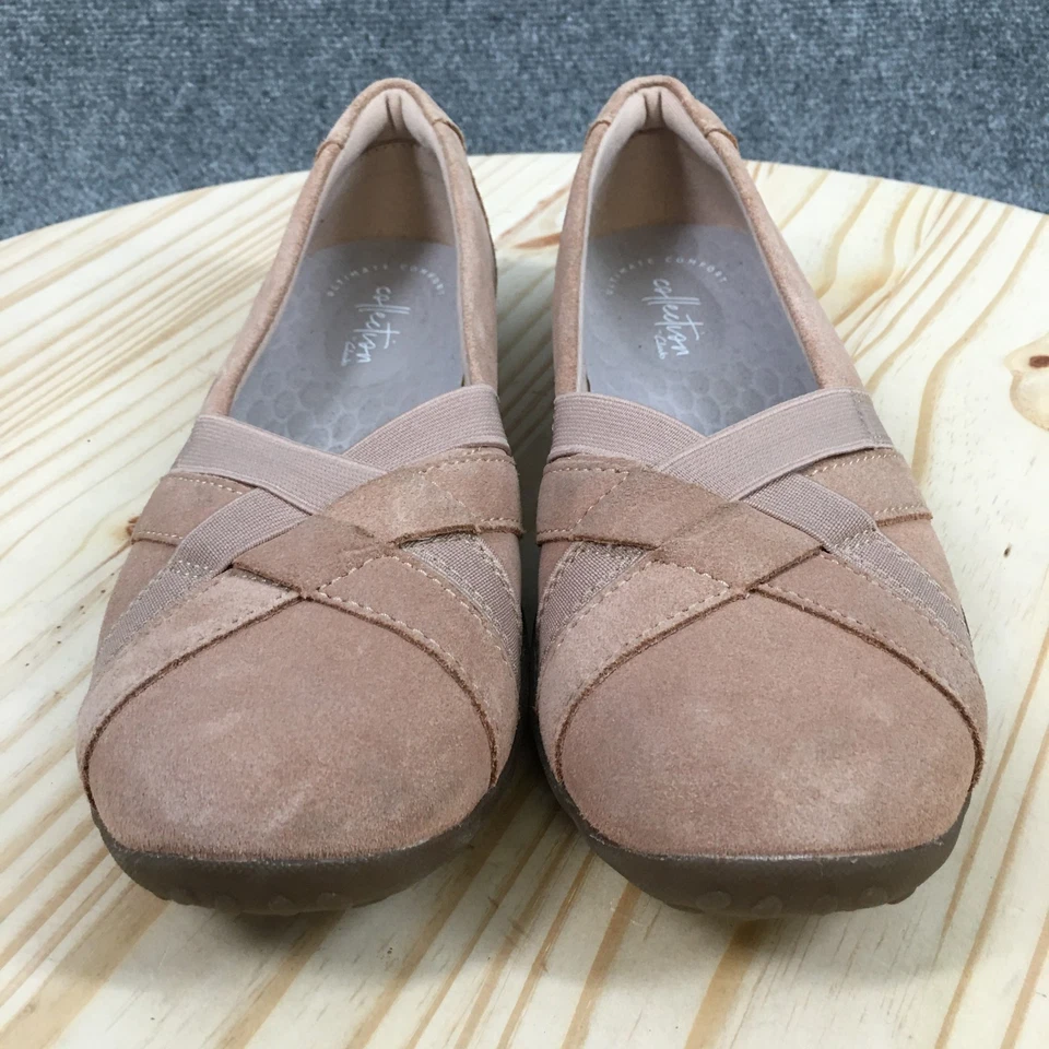Clarks Zapatos Mujer 9M Haley Jay Informales Sin Cordones Cómodos Ballet Pisos Beige Gamuza Foto 4 de 4
