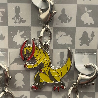 Pokemon Center Axew Fraxure Haxorus Metal Charm Keychain Nintendo