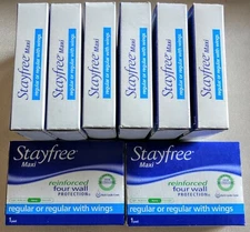 Lot of 8 STAYFREE MAXI PADS Single Sanitary Napkins VENDING/REFILL Box Heavy #4