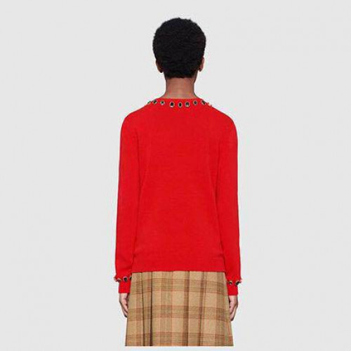 GUCCI☆18FW! NY Yankees collaboration! Bejeweled NY patch wool knit in good con - Picture 4 of 10